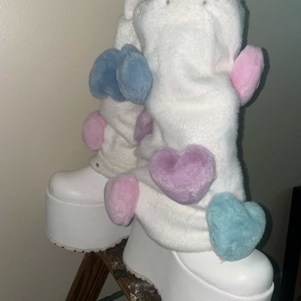 White Snuggle Boots with Pastel Heart Accents
